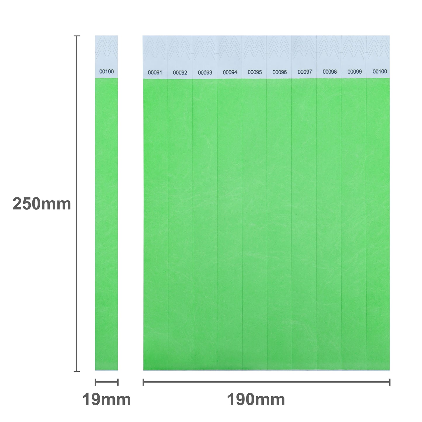 Solid Color Tyvek Paper Wristband 19x250mm with Series Numbers 1000/Pack Promotional Party Supplies, for Events
