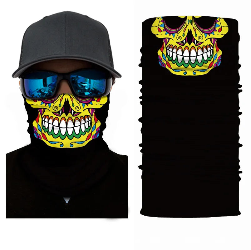 3D Printed Outdoor Sun Protection Neck Gaiter Funny Seamless Bandana Scarf in Polyester for Parties