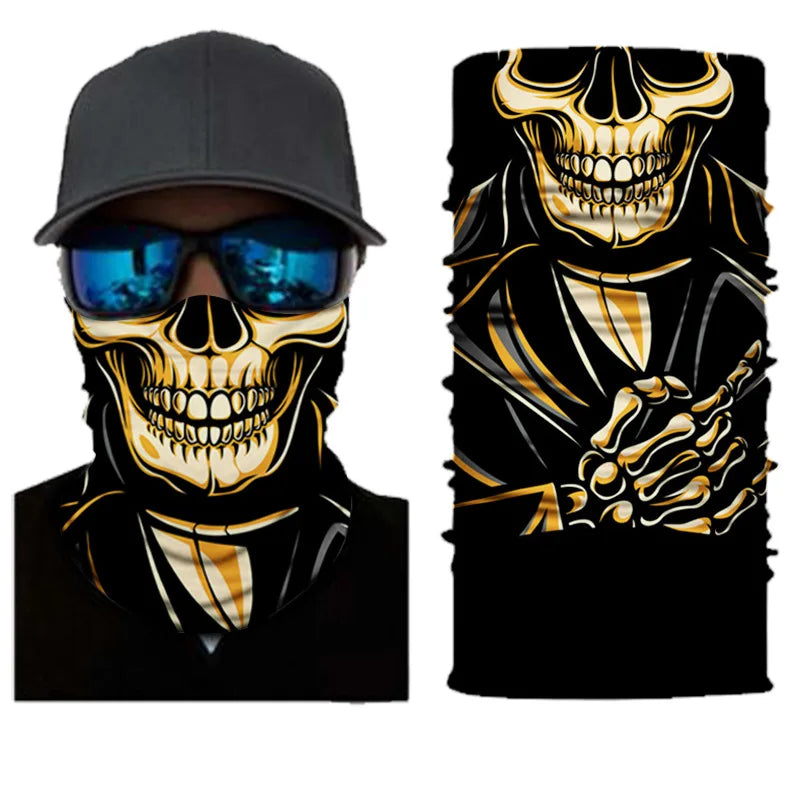 3D Printed Outdoor Sun Protection Neck Gaiter Funny Seamless Bandana Scarf in Polyester for Parties