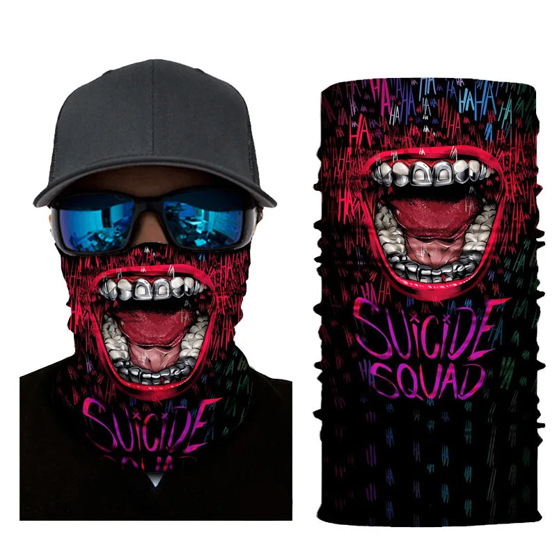 3D Printed Outdoor Sun Protection Neck Gaiter Funny Seamless Bandana Scarf in Polyester for Parties