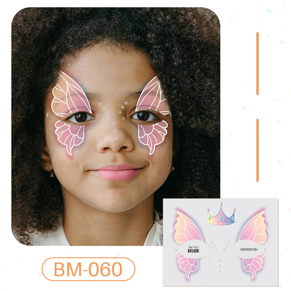 Birthday Party Supplies Favors Dinosaur Tiger Panda Face Tattoos Paint for Kids Boys Girls Makeup Face Mask Tattoos for Kids