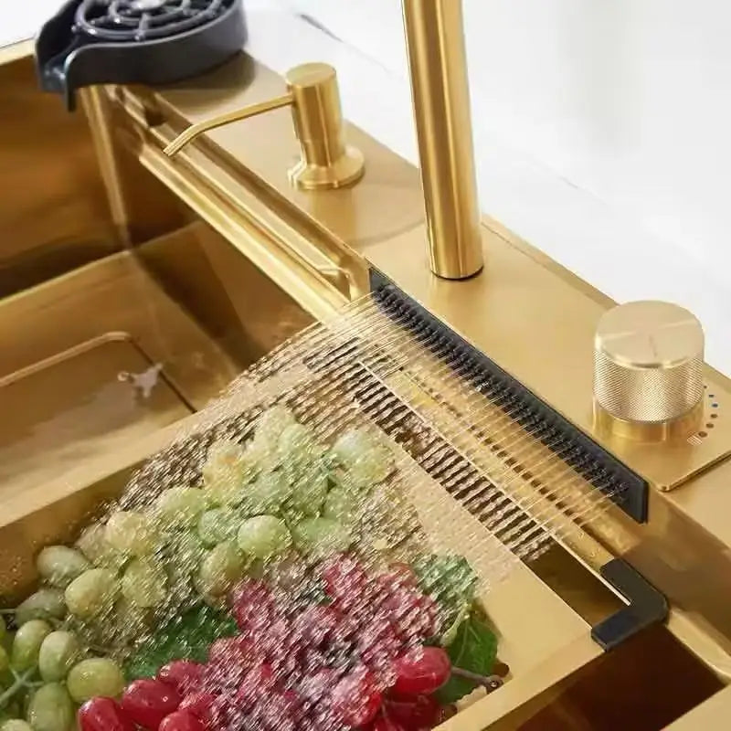 Tiktok Popular Luxury Gold Kitchenware Set Smart Sink Faucet Accessories Gold Faucet