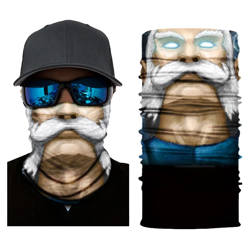 3D Printed Outdoor Sun Protection Neck Gaiter Funny Seamless Bandana Scarf in Polyester for Parties