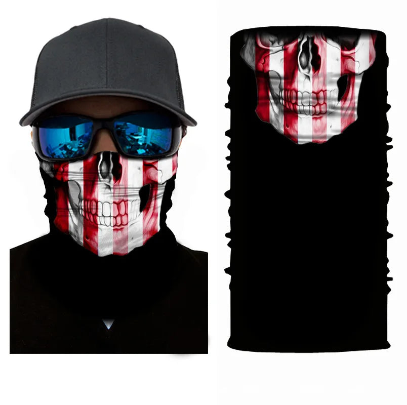 3D Printed Outdoor Sun Protection Neck Gaiter Funny Seamless Bandana Scarf in Polyester for Parties