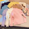 Wholesale Classic Half High Neck Kids Clothing Colorful Solid Baby Girl Pullover Sweater