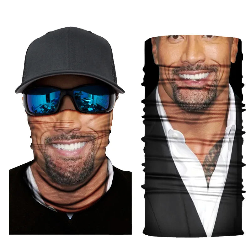 3D Printed Outdoor Sun Protection Neck Gaiter Funny Seamless Bandana Scarf in Polyester for Parties