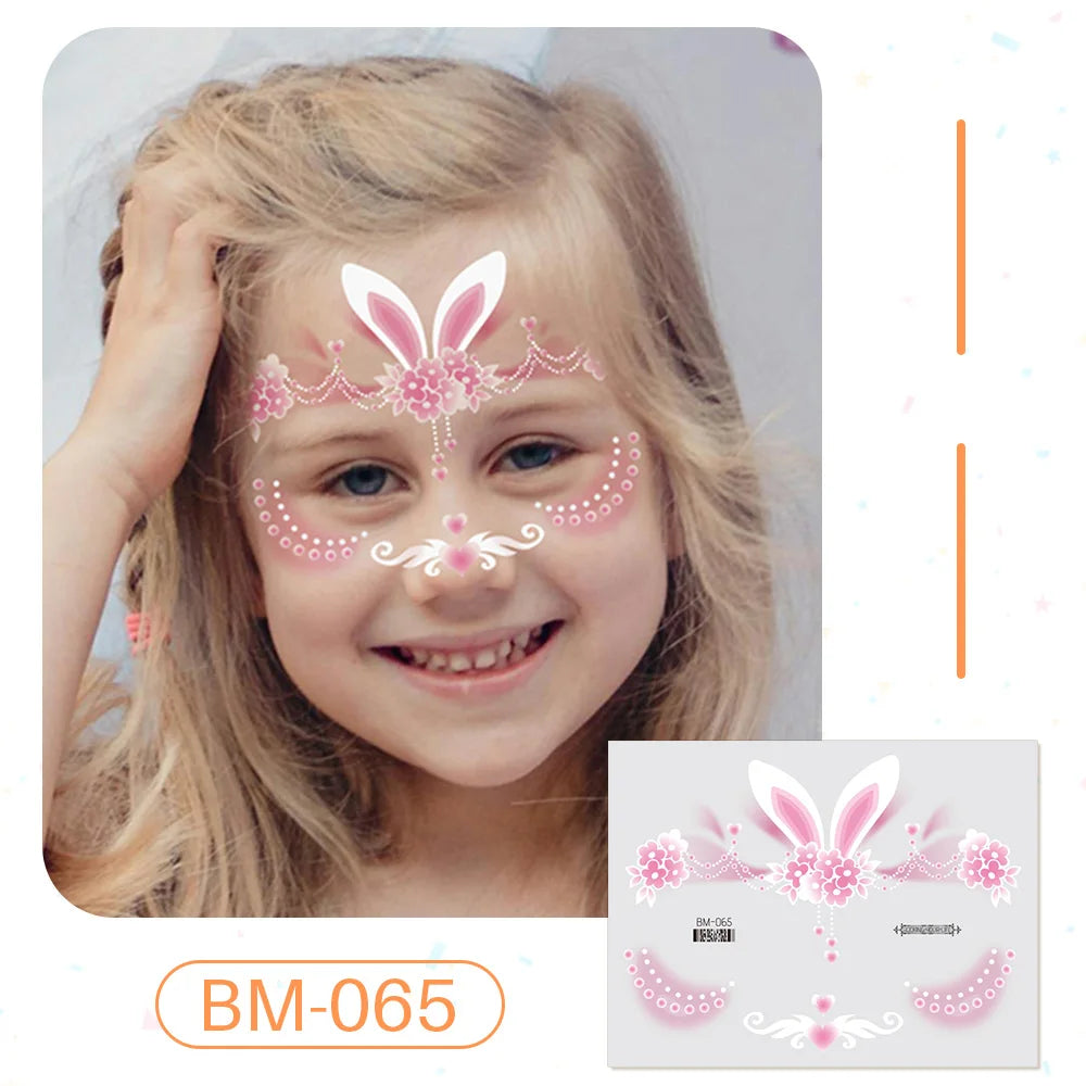 Birthday Party Supplies Favors Dinosaur Tiger Panda Face Tattoos Paint for Kids Boys Girls Makeup Face Mask Tattoos for Kids
