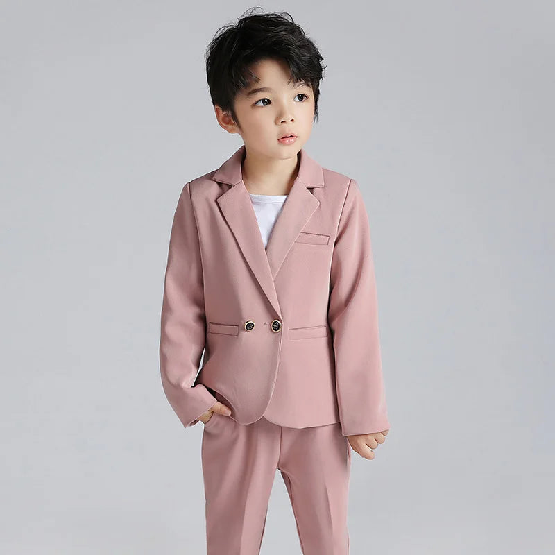 Top Grade Children Clothes Formal Boy's Suits Kids Clothing Sets Pink Black