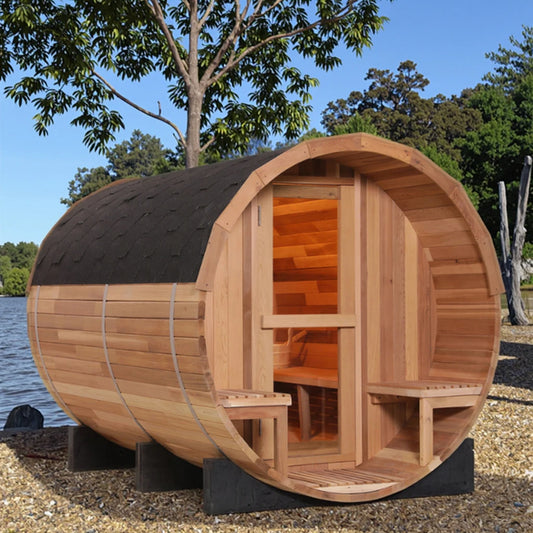 HELIUS Ready luxury 1800*2400mm cedar barrel sauna wood traditional steam electric heater outdoor sauna health use on sale