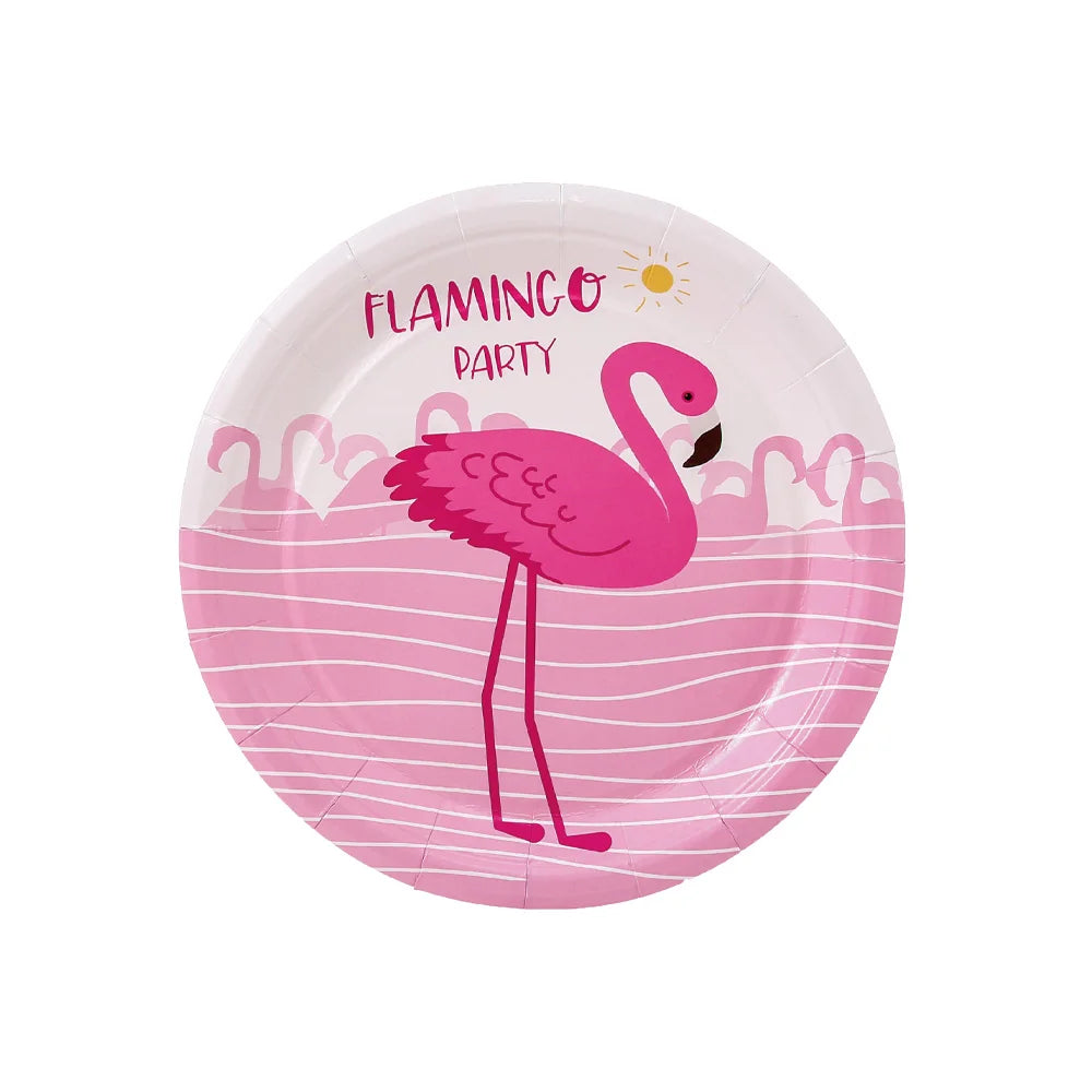 New Flamingo Party Tableware Hawaiian Party Supplies Disposable Party Tableware Cups Plate Paper Tablecloth Baby Shower Supplies