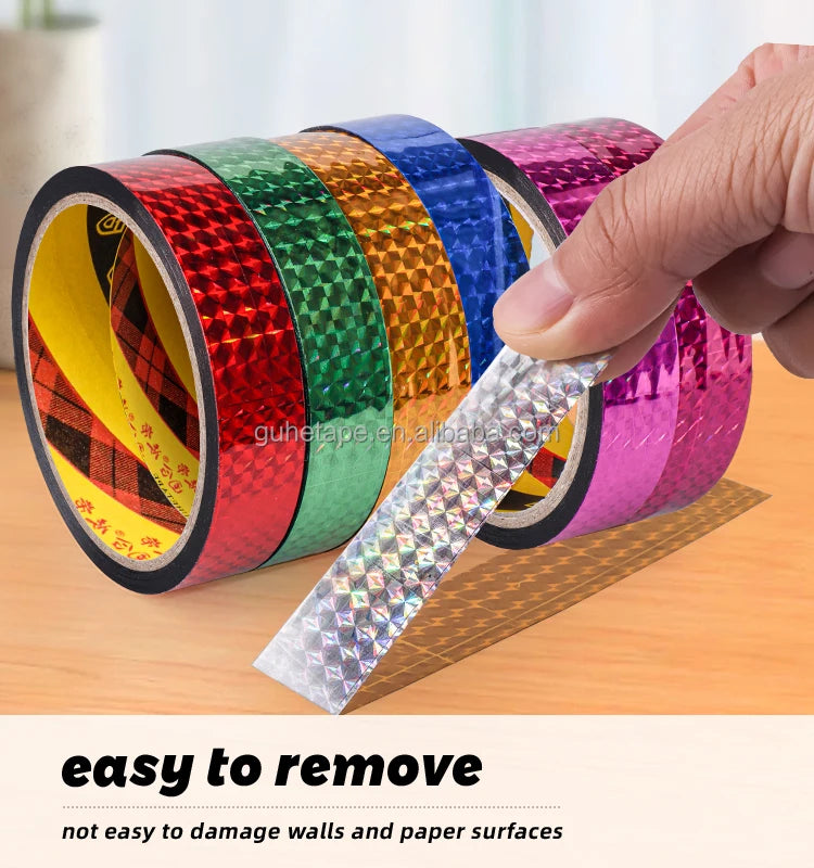 Holographic Metallic BOPP Tapes for DIY Decorative Gift Box Party Supplies Home School Office Decorations for Art Projects