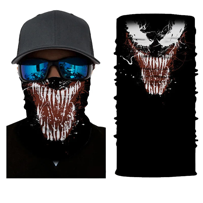 3D Printed Outdoor Sun Protection Neck Gaiter Funny Seamless Bandana Scarf in Polyester for Parties