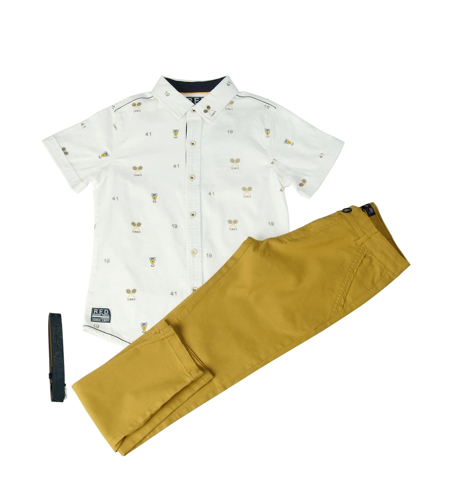 Boy's Clothing Set Quality 100% Cotton Shirt and Pant with Printed Pattern Kids Clothing