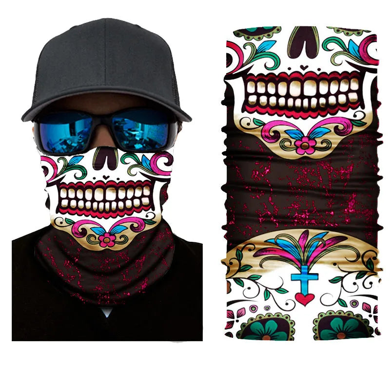 3D Printed Outdoor Sun Protection Neck Gaiter Funny Seamless Bandana Scarf in Polyester for Parties