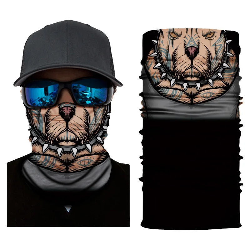 3D Printed Outdoor Sun Protection Neck Gaiter Funny Seamless Bandana Scarf in Polyester for Parties