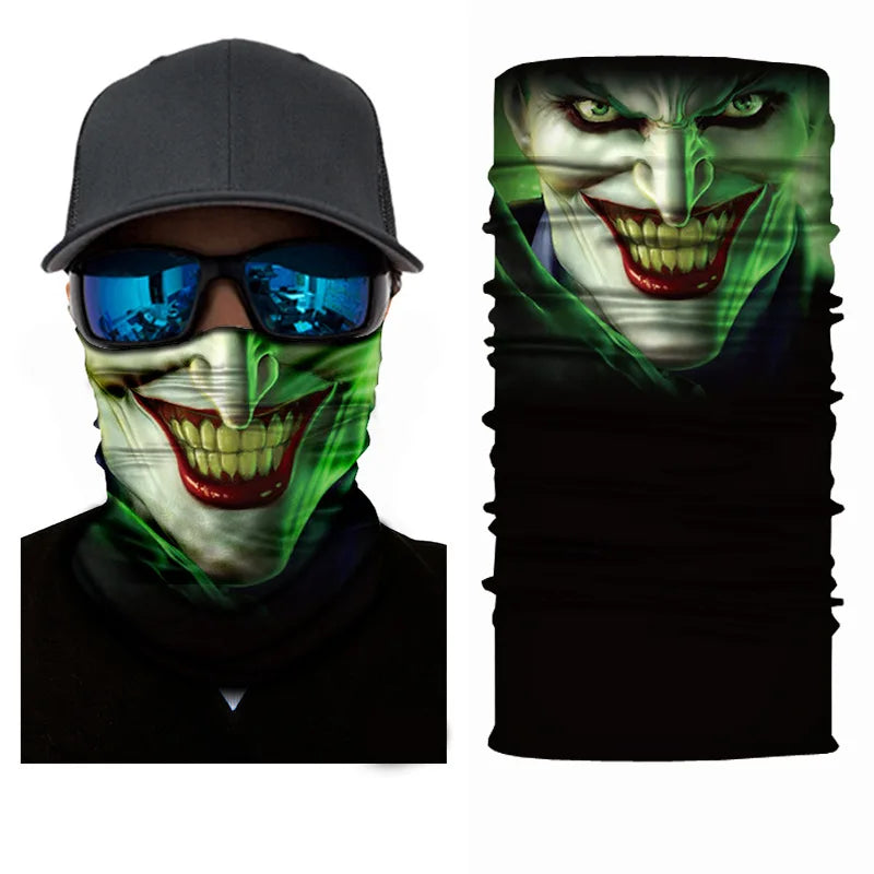 3D Printed Outdoor Sun Protection Neck Gaiter Funny Seamless Bandana Scarf in Polyester for Parties