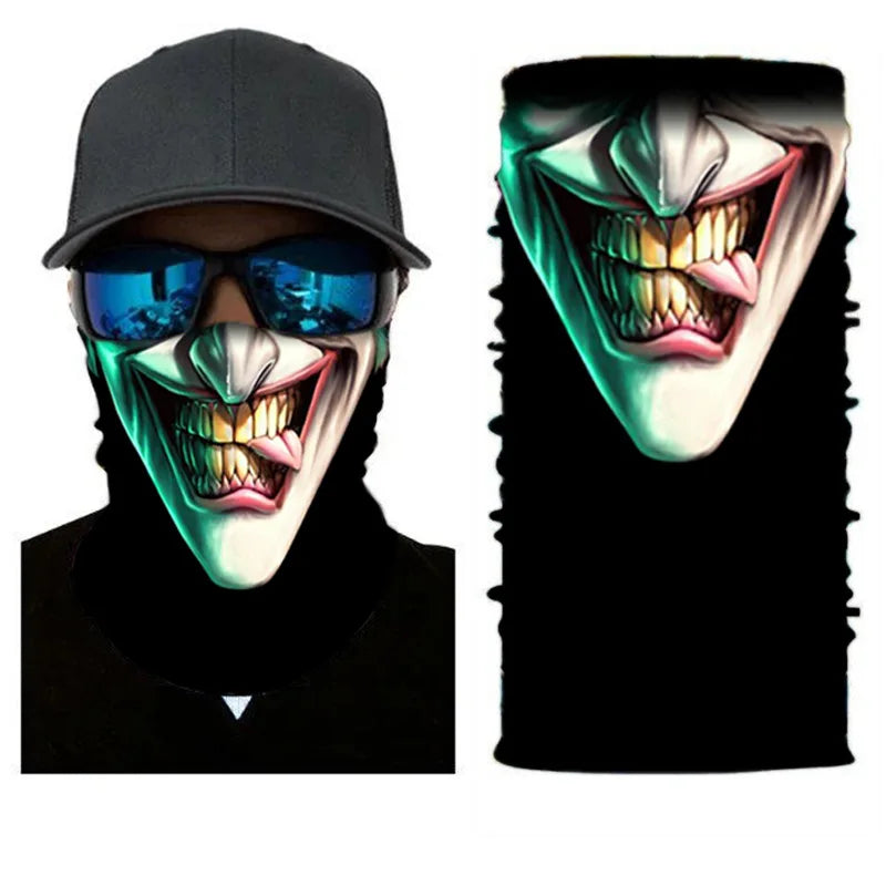 3D Printed Outdoor Sun Protection Neck Gaiter Funny Seamless Bandana Scarf in Polyester for Parties