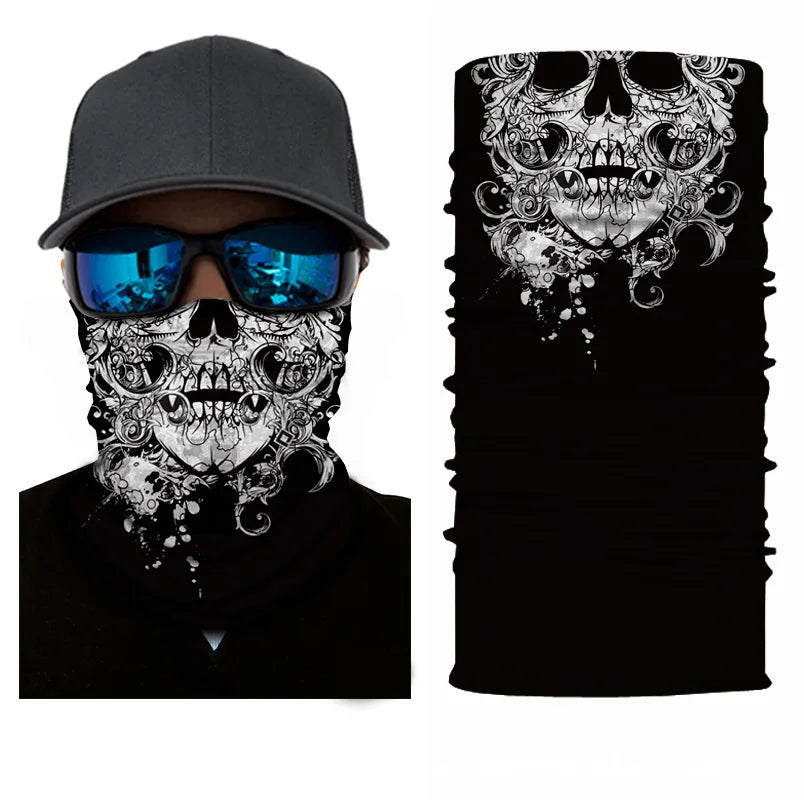 3D Printed Outdoor Sun Protection Neck Gaiter Funny Seamless Bandana Scarf in Polyester for Parties