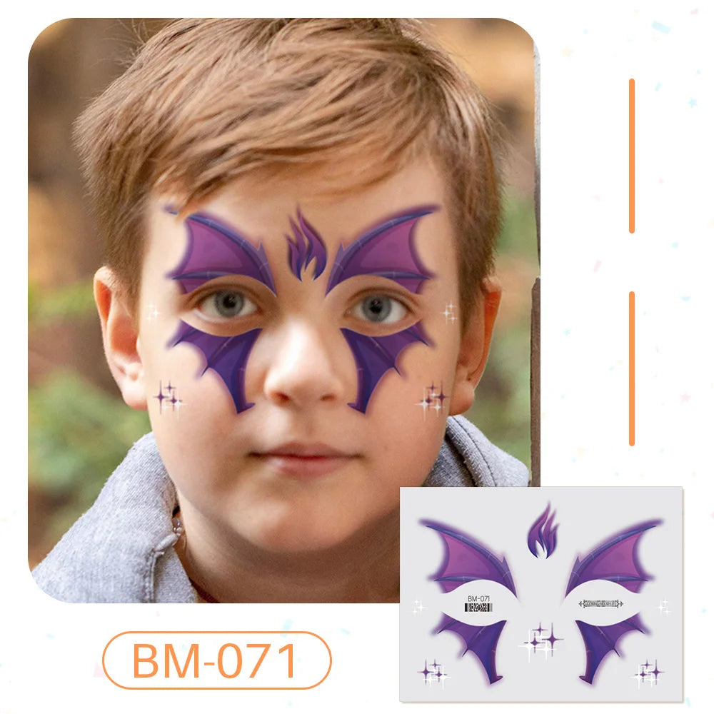Birthday Party Supplies Favors Dinosaur Tiger Panda Face Tattoos Paint for Kids Boys Girls Makeup Face Mask Tattoos for Kids