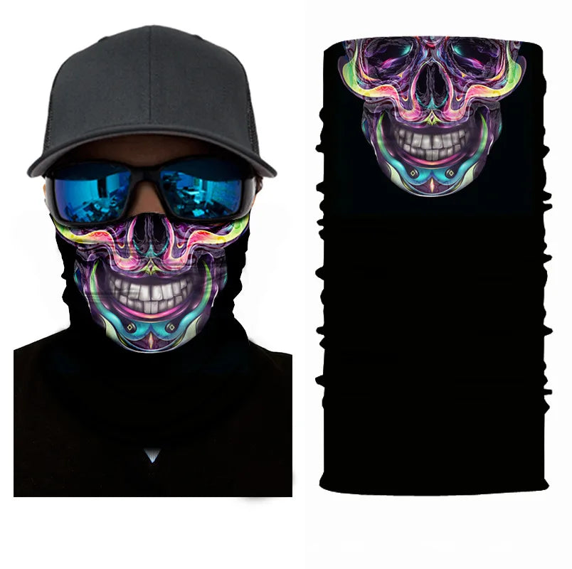 3D Printed Outdoor Sun Protection Neck Gaiter Funny Seamless Bandana Scarf in Polyester for Parties