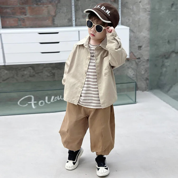 2024 Spring Boy's High Quality Cotton Set Autumn Children's Clothes Three Piece Set Kids Clothing