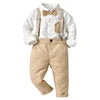 Baby Boy Clothing Set Dress Suit Gentleman Shirt With Bow Tie +Trousers Sets Party Wedding Handsome Kids Clothing Boys Clothes