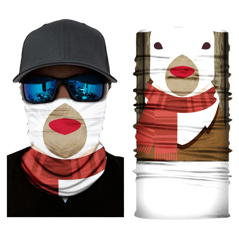 3D Printed Outdoor Sun Protection Neck Gaiter Funny Seamless Bandana Scarf in Polyester for Parties
