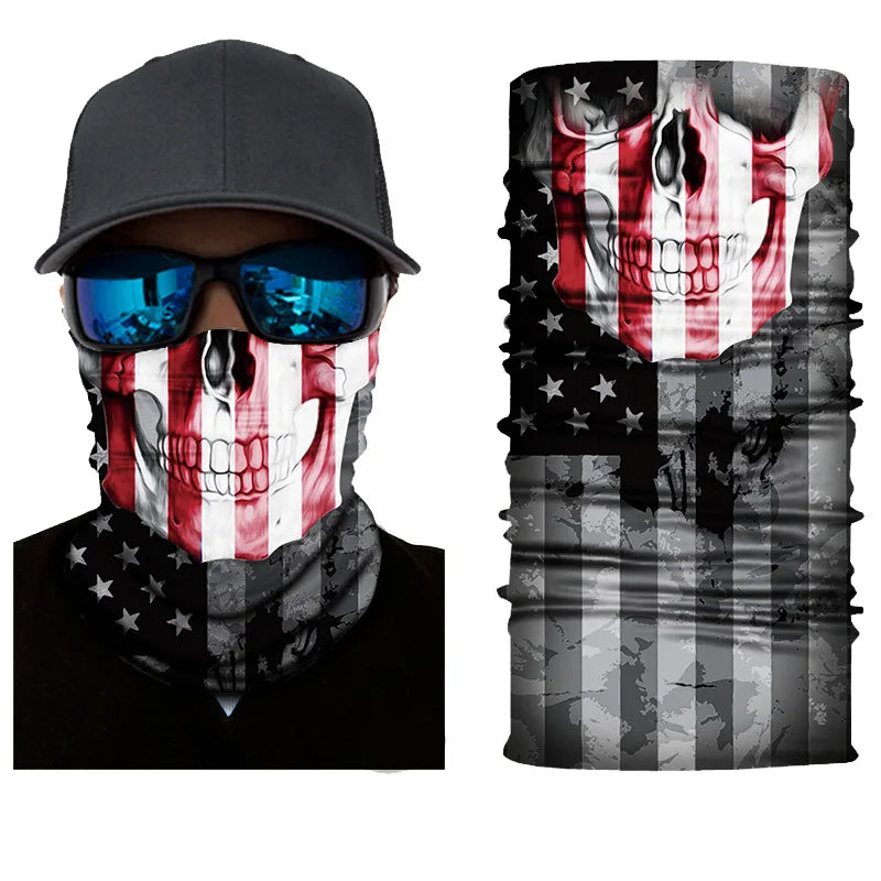 3D Printed Outdoor Sun Protection Neck Gaiter Funny Seamless Bandana Scarf in Polyester for Parties