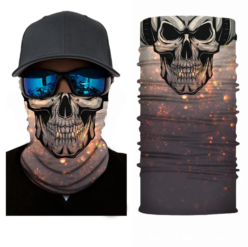 3D Printed Outdoor Sun Protection Neck Gaiter Funny Seamless Bandana Scarf in Polyester for Parties