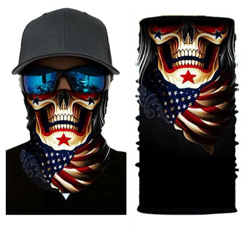 3D Printed Outdoor Sun Protection Neck Gaiter Funny Seamless Bandana Scarf in Polyester for Parties