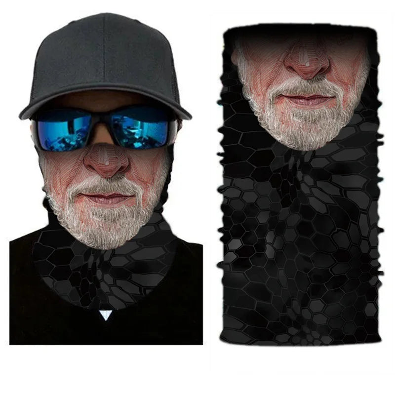 3D Printed Outdoor Sun Protection Neck Gaiter Funny Seamless Bandana Scarf in Polyester for Parties