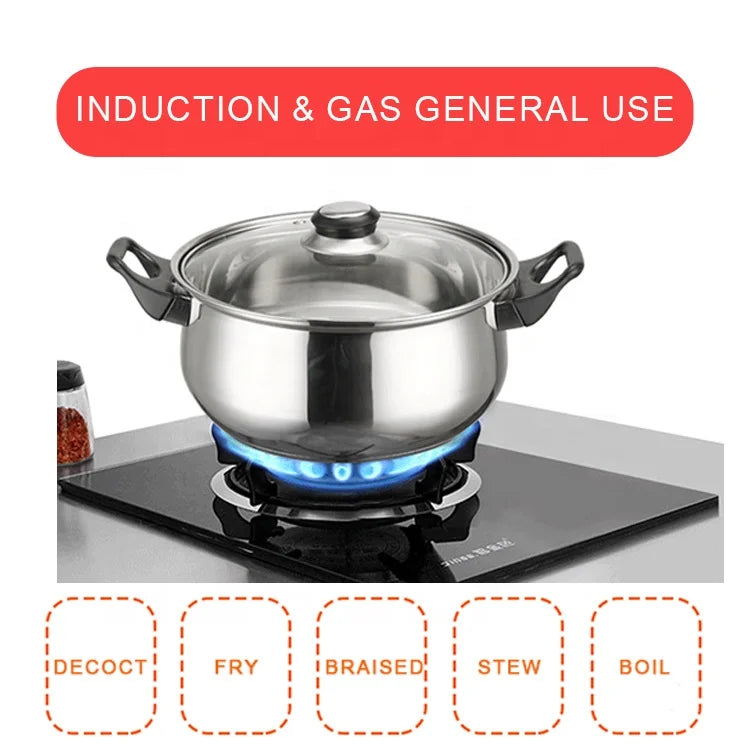 Kitchenware Pot Set 12 Piece Thickened Stainless Steel  Cookware Pot Set
