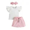 Kids Clothing Summer Baby Girls Clothes T-shirt+skirt+hairband 3pcs Outfit Fashion Suit Casual Children's Clothing Sets
