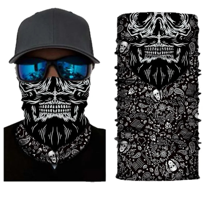 3D Printed Outdoor Sun Protection Neck Gaiter Funny Seamless Bandana Scarf in Polyester for Parties