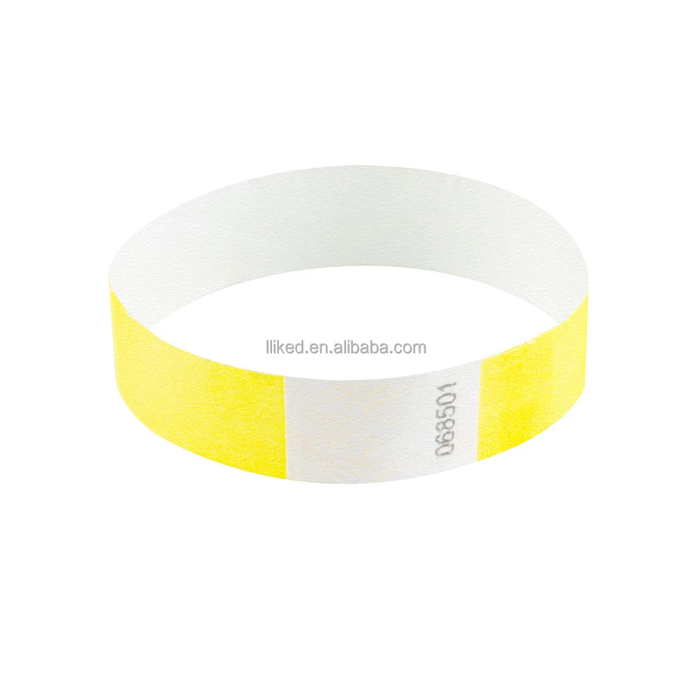 Solid Color Tyvek Paper Wristband 19x250mm with Series Numbers 1000/Pack Promotional Party Supplies, for Events