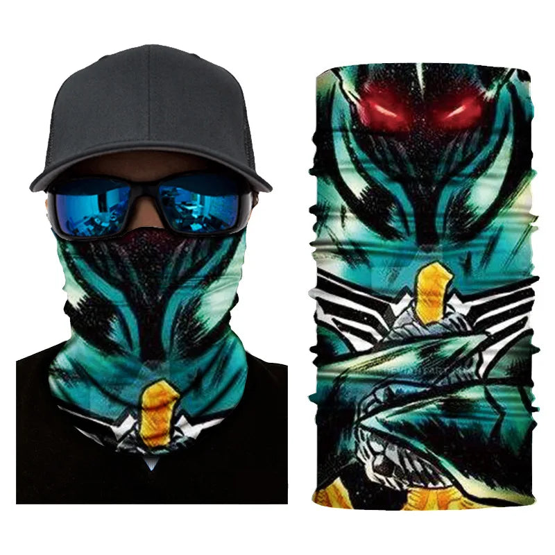 3D Printed Outdoor Sun Protection Neck Gaiter Funny Seamless Bandana Scarf in Polyester for Parties