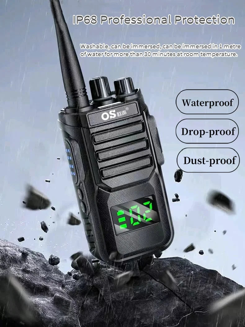 License Free PMR Noise Cancelling Walkie Talkie FT580 Passed CE Led Display IP68 Waterproof Ham Radio  for Outdoor Activities