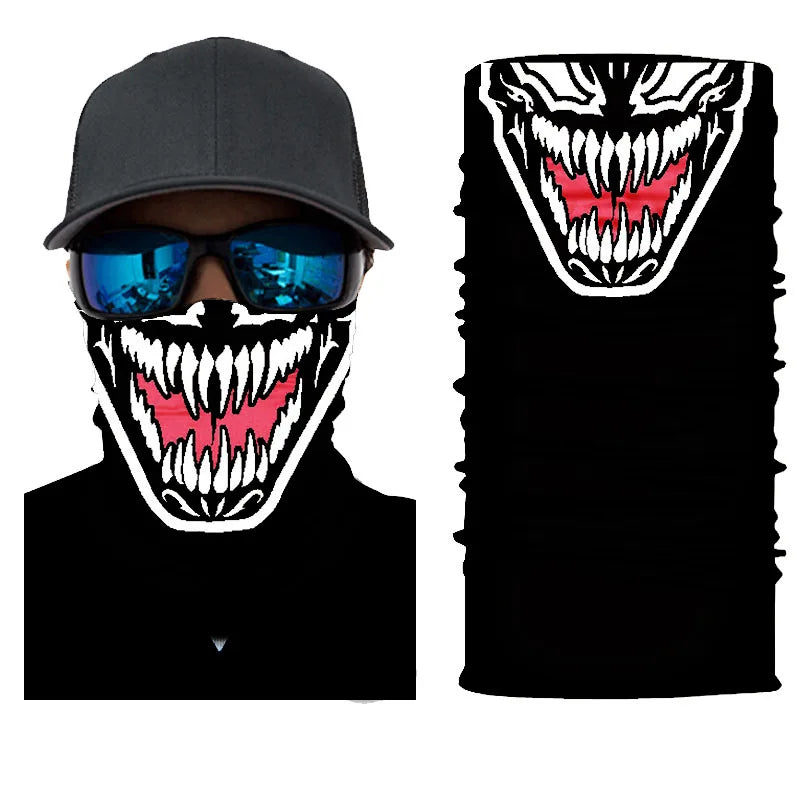 3D Printed Outdoor Sun Protection Neck Gaiter Funny Seamless Bandana Scarf in Polyester for Parties