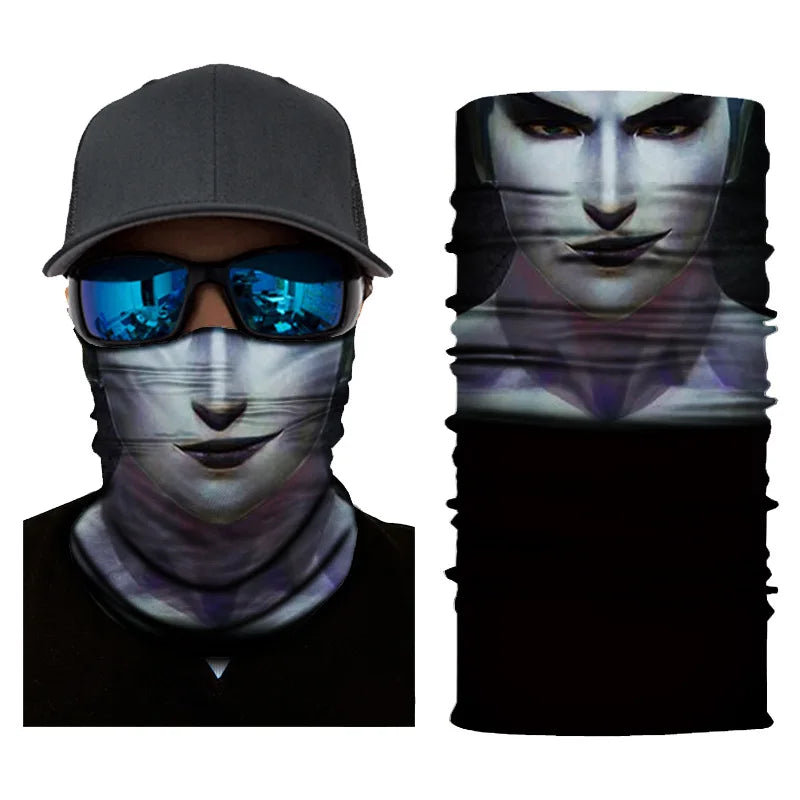 3D Printed Outdoor Sun Protection Neck Gaiter Funny Seamless Bandana Scarf in Polyester for Parties