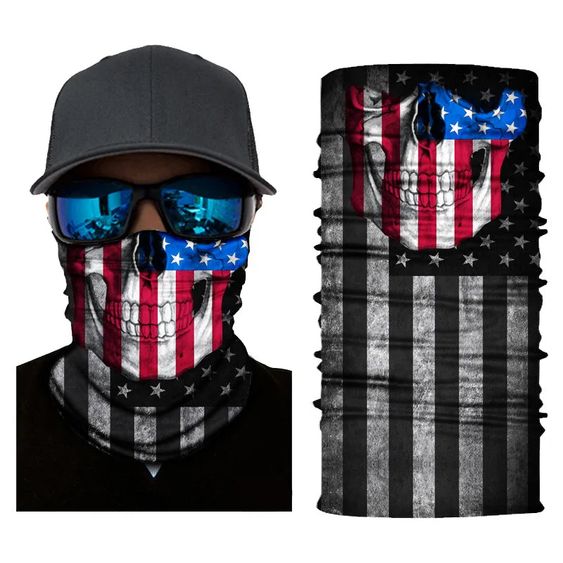 3D Printed Outdoor Sun Protection Neck Gaiter Funny Seamless Bandana Scarf in Polyester for Parties
