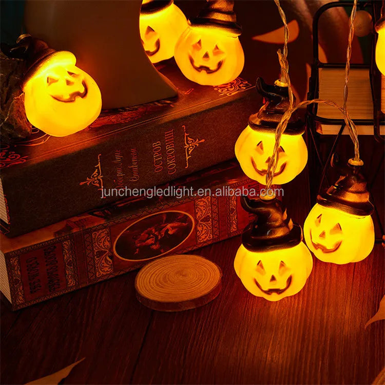 Led Orange Pumpkin String Light for Halloween Christmas New Year Decoration Festival Atmosphere Party Supplies