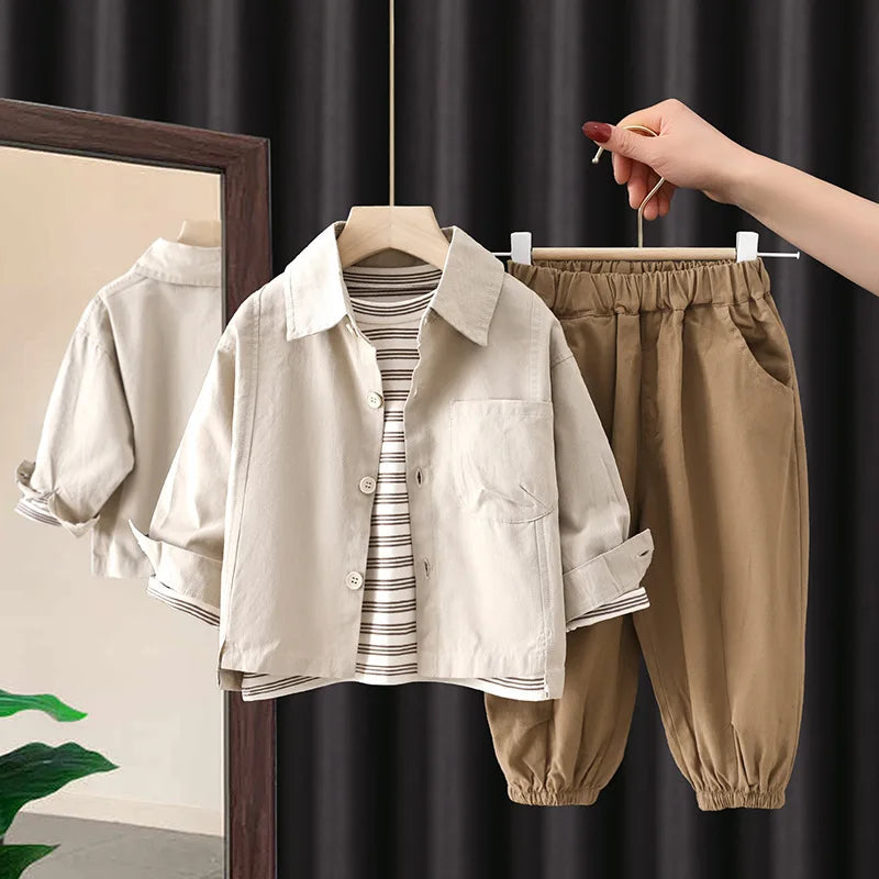2024 Spring Boy's High Quality Cotton Set Autumn Children's Clothes Three Piece Set Kids Clothing