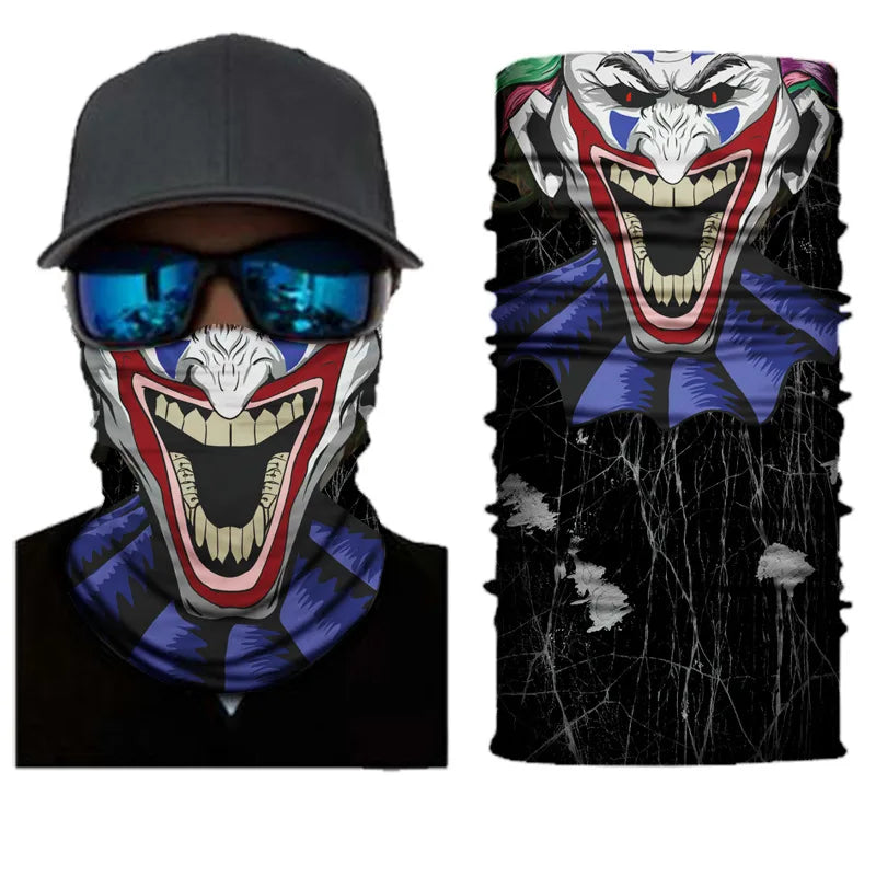 3D Printed Outdoor Sun Protection Neck Gaiter Funny Seamless Bandana Scarf in Polyester for Parties