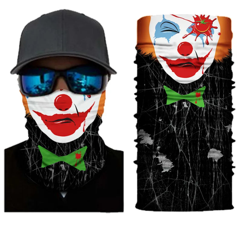 3D Printed Outdoor Sun Protection Neck Gaiter Funny Seamless Bandana Scarf in Polyester for Parties