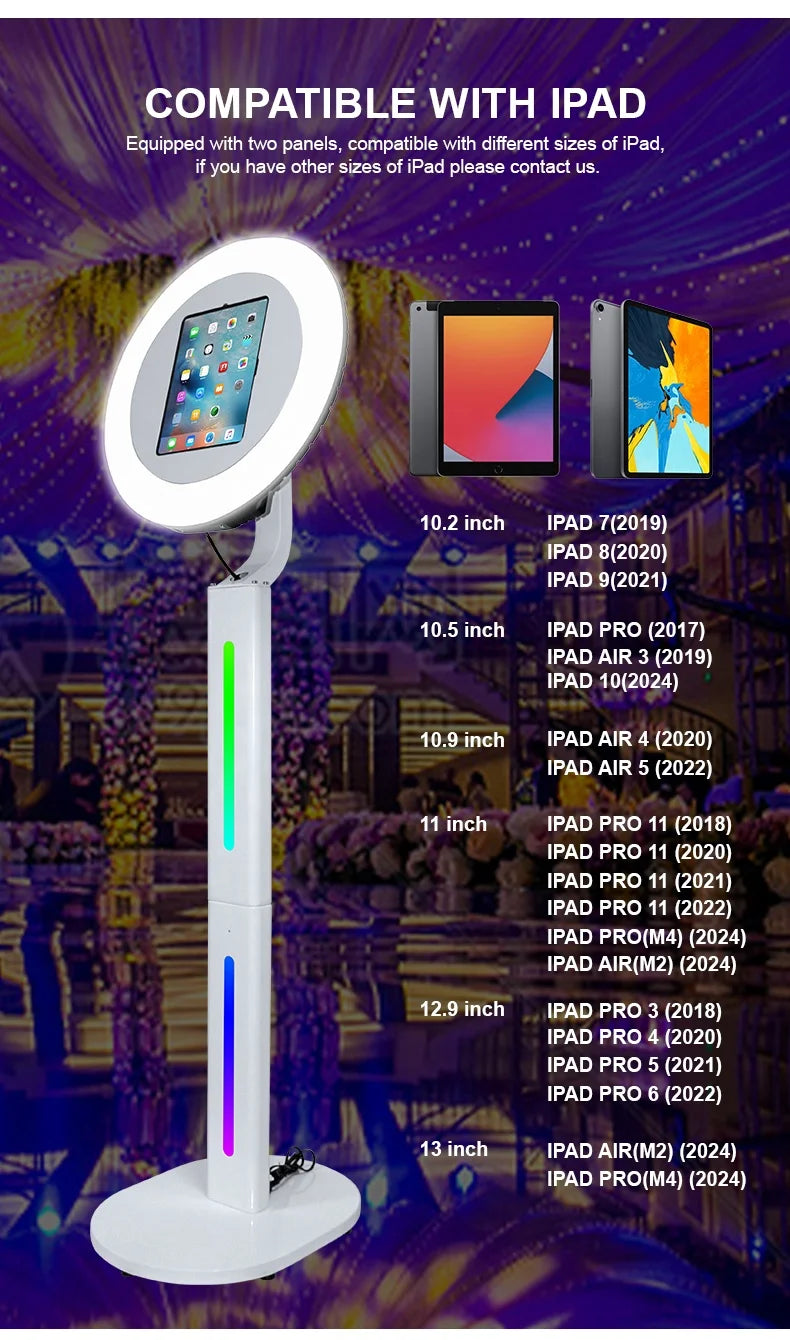Party Supplies Ring Light Rotate Photo Booth Shell Support Pro Air iPad Photo Booth Shell with USA Warehouse