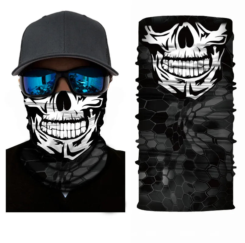 3D Printed Outdoor Sun Protection Neck Gaiter Funny Seamless Bandana Scarf in Polyester for Parties