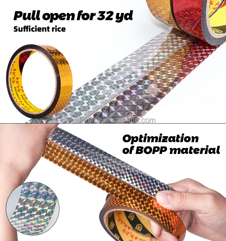 Holographic Metallic BOPP Tapes for DIY Decorative Gift Box Party Supplies Home School Office Decorations for Art Projects