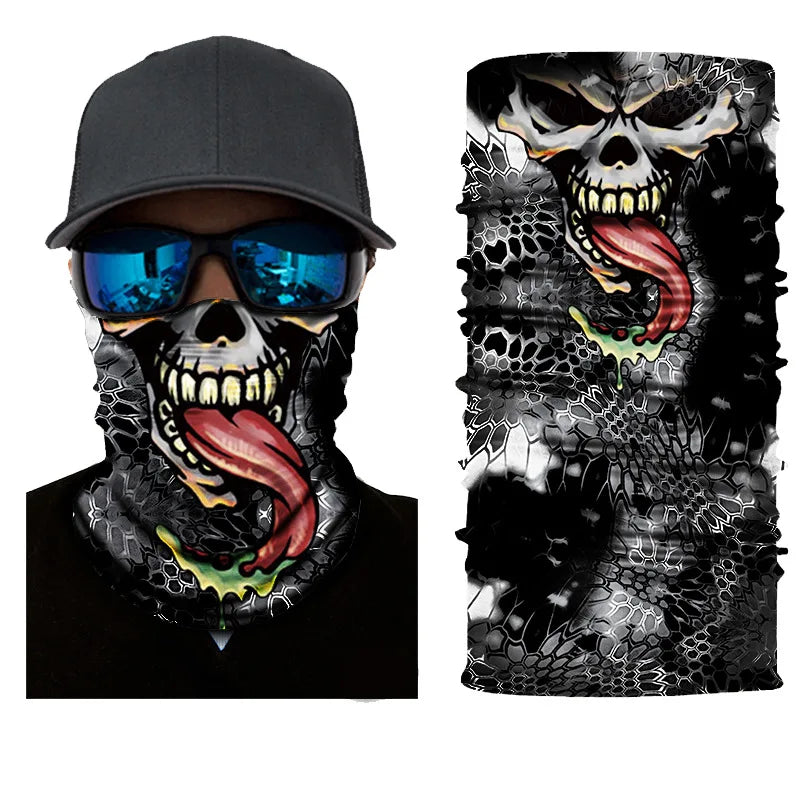 3D Printed Outdoor Sun Protection Neck Gaiter Funny Seamless Bandana Scarf in Polyester for Parties