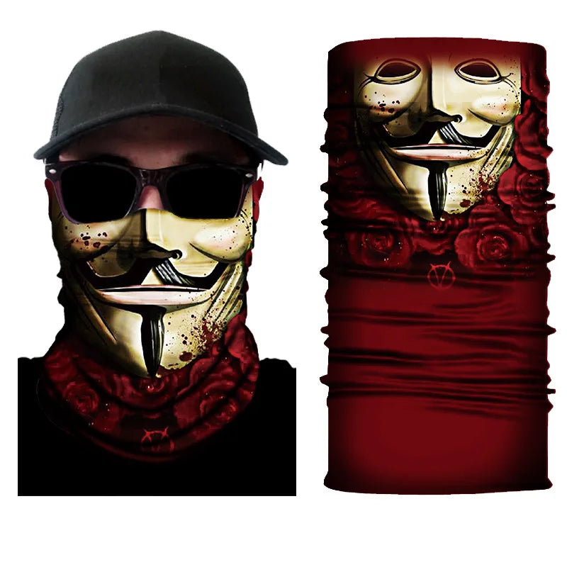 3D Printed Outdoor Sun Protection Neck Gaiter Funny Seamless Bandana Scarf in Polyester for Parties