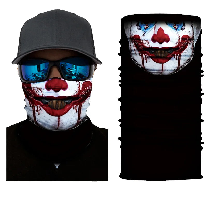 3D Printed Outdoor Sun Protection Neck Gaiter Funny Seamless Bandana Scarf in Polyester for Parties